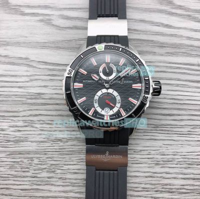 Replica Ulysse Nardin Maxi Marine Diver SS Watch Black Wave Dial